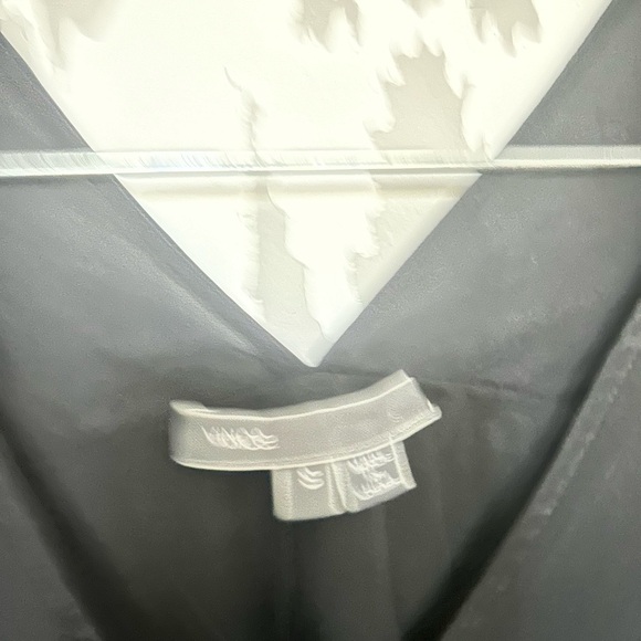 VINCE Black Double V-Neck Popover 100% Silk S - Picture 2 of 5